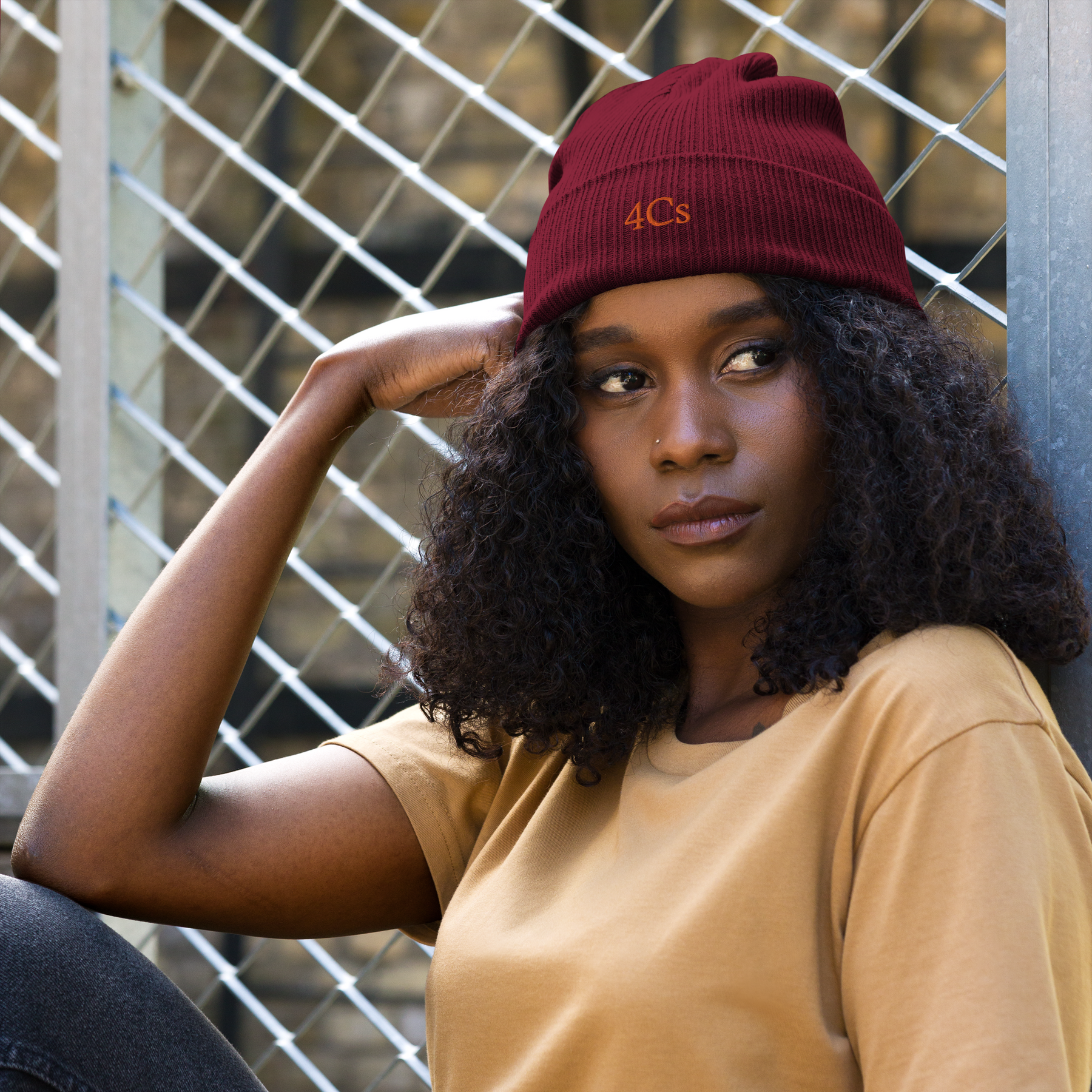 Bonnet brodé 4C’s bordeaux 4Cs burgundy beanie