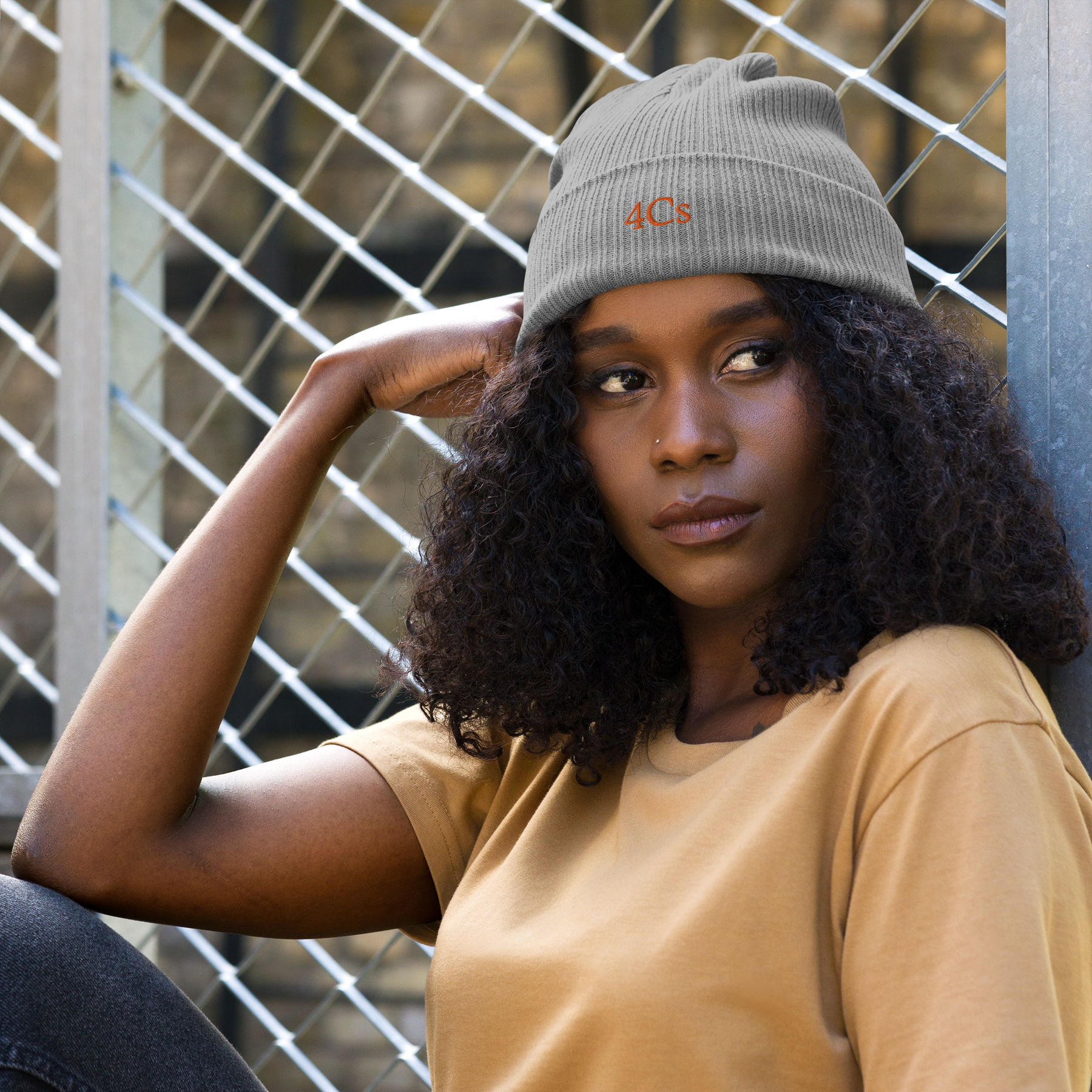 Bonnet brodé 4C’s gris 4Cs grey beanie