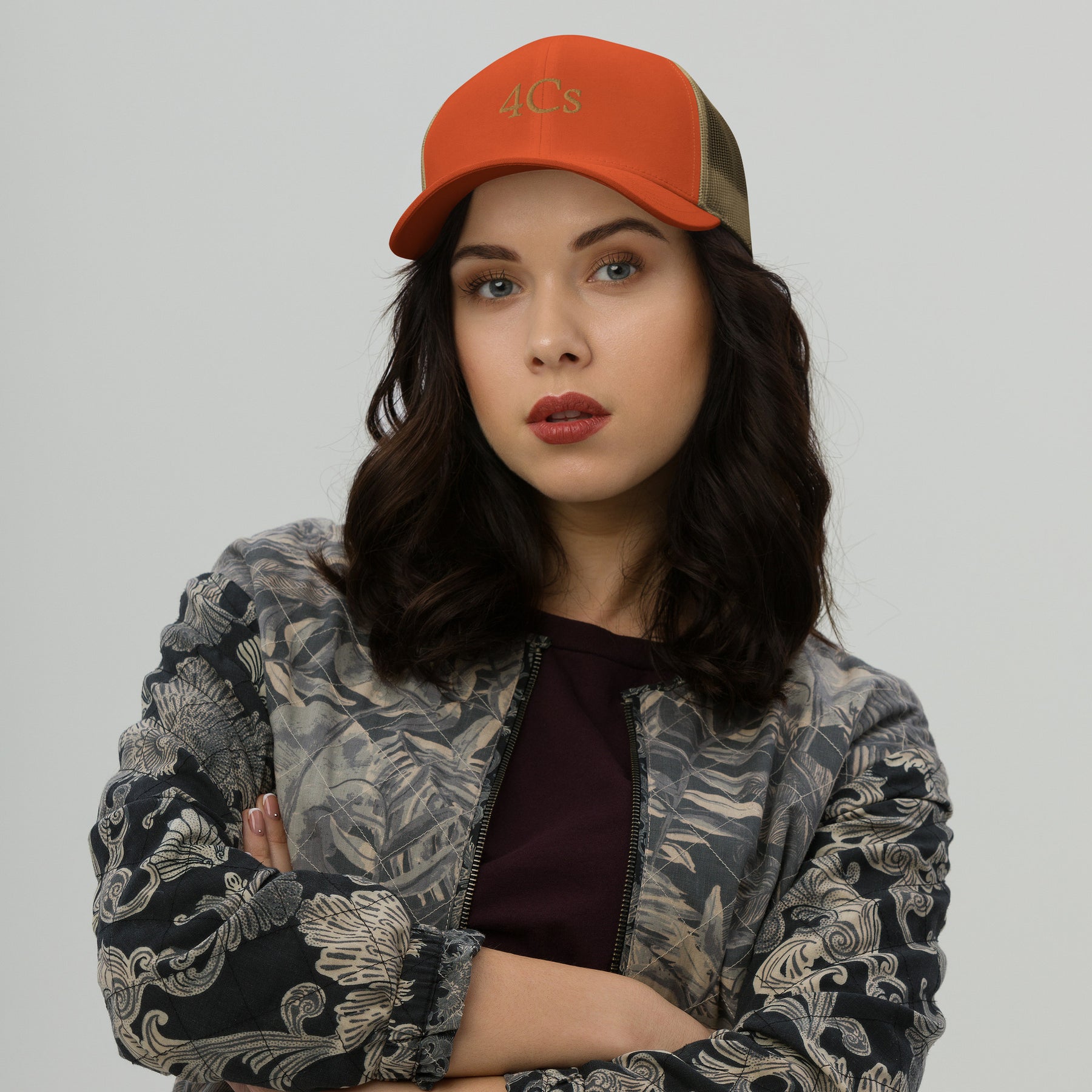 casquette 4C’s 4Cs hat trucker khaki orange